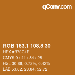 カラーコード: RGB 183.1 108.8 30 | qconv.com