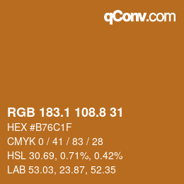 Color code: RGB 183.1 108.8 31 | qconv.com