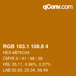 カラーコード: RGB 183.1 108.8 4 | qconv.com