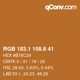 Color code: RGB 183.1 108.8 41 | qconv.com