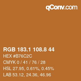 Color code: RGB 183.1 108.8 44 | qconv.com