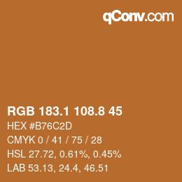 Color code: RGB 183.1 108.8 45 | qconv.com
