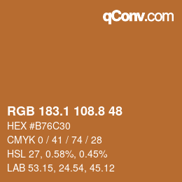 Color code: RGB 183.1 108.8 48 | qconv.com