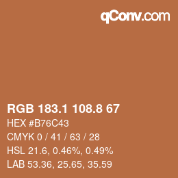Color code: RGB 183.1 108.8 67 | qconv.com