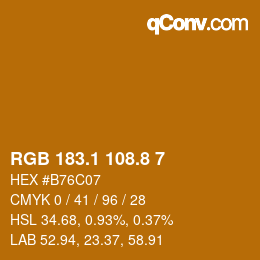 カラーコード: RGB 183.1 108.8 7 | qconv.com