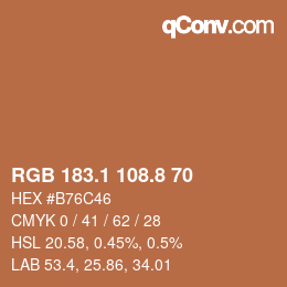 Color code: RGB 183.1 108.8 70 | qconv.com