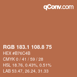 カラーコード: RGB 183.1 108.8 75 | qconv.com
