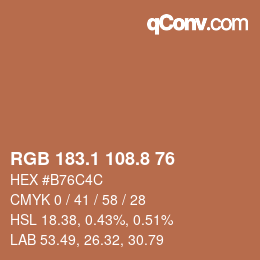 Color code: RGB 183.1 108.8 76 | qconv.com