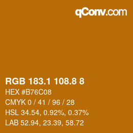 カラーコード: RGB 183.1 108.8 8 | qconv.com