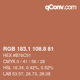 Color code: RGB 183.1 108.8 81 | qconv.com