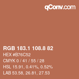 カラーコード: RGB 183.1 108.8 82 | qconv.com