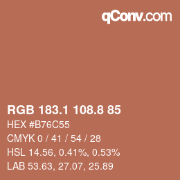 Color code: RGB 183.1 108.8 85 | qconv.com