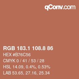 Color code: RGB 183.1 108.8 86 | qconv.com