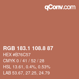 カラーコード: RGB 183.1 108.8 87 | qconv.com