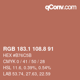 Color code: RGB 183.1 108.8 91 | qconv.com