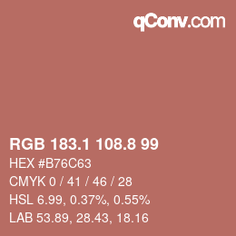 Color code: RGB 183.1 108.8 99 | qconv.com
