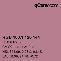 カラーコード: RGB 183.1 126 144 | qconv.com