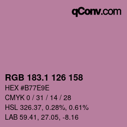 カラーコード: RGB 183.1 126 158 | qconv.com
