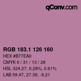 カラーコード: RGB 183.1 126 160 | qconv.com