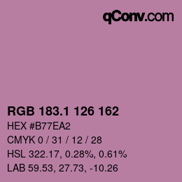 カラーコード: RGB 183.1 126 162 | qconv.com