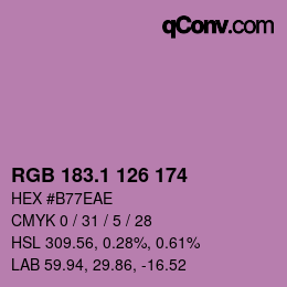 カラーコード: RGB 183.1 126 174 | qconv.com