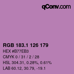 カラーコード: RGB 183.1 126 179 | qconv.com