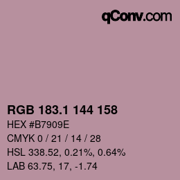 カラーコード: RGB 183.1 144 158 | qconv.com