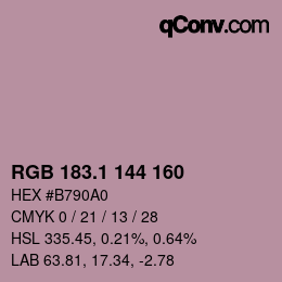 カラーコード: RGB 183.1 144 160 | qconv.com