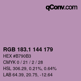 カラーコード: RGB 183.1 144 179 | qconv.com