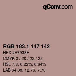 カラーコード: RGB 183.1 147 142 | qconv.com