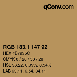 カラーコード: RGB 183.1 147 92 | qconv.com