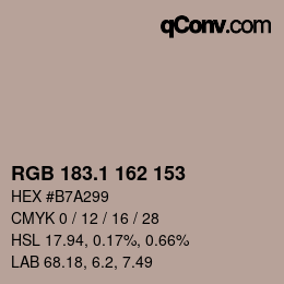 カラーコード: RGB 183.1 162 153 | qconv.com