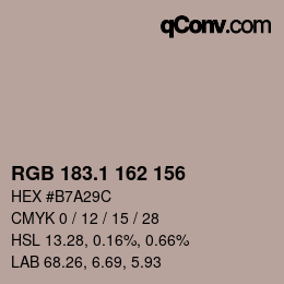 Color code: RGB 183.1 162 156 | qconv.com