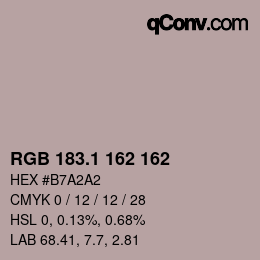 カラーコード: RGB 183.1 162 162 | qconv.com