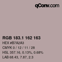 カラーコード: RGB 183.1 162 163 | qconv.com