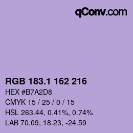 カラーコード: RGB 183.1 162 216 | qconv.com