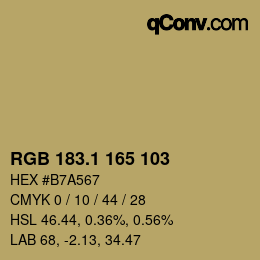 カラーコード: RGB 183.1 165 103 | qconv.com