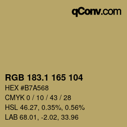 Color code: RGB 183.1 165 104 | qconv.com