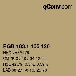 Color code: RGB 183.1 165 120 | qconv.com