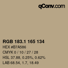 Color code: RGB 183.1 165 134 | qconv.com