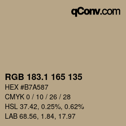 Color code: RGB 183.1 165 135 | qconv.com