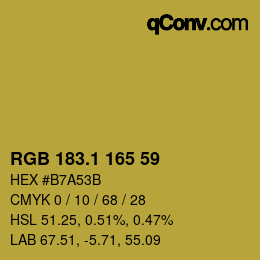 カラーコード: RGB 183.1 165 59 | qconv.com