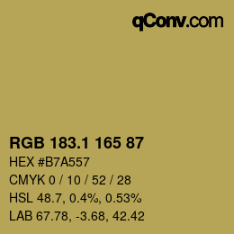 カラーコード: RGB 183.1 165 87 | qconv.com