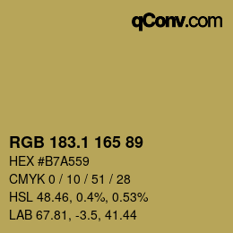 カラーコード: RGB 183.1 165 89 | qconv.com