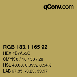 カラーコード: RGB 183.1 165 92 | qconv.com