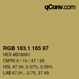 カラーコード: RGB 183.1 165 97 | qconv.com