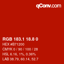 Farbcode: RGB 183.1 18.8 0 | qconv.com