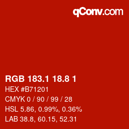 カラーコード: RGB 183.1 18.8 1 | qconv.com