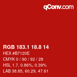 カラーコード: RGB 183.1 18.8 14 | qconv.com