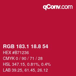 カラーコード: RGB 183.1 18.8 54 | qconv.com